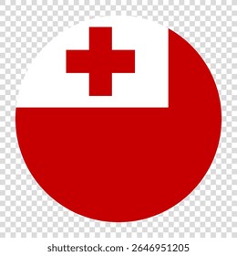 Flag of Tonga. Tonga circle flag logo icon computer vector illustration design. Checkerboard background.