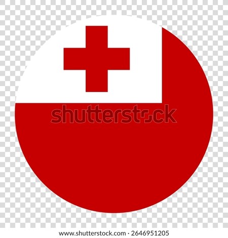 Flag of Tonga. Tonga circle flag logo icon computer vector illustration design. Checkerboard background.