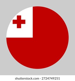 Bandera de Tonga en forma circular con proporciones precisas y colores oficiales. Representar la identidad nacional y el patriotismo