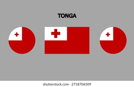 Flag of Tonga country in high quality (rectangle and circle shape)