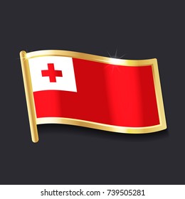flag of Tonga in the form of badge, flat image