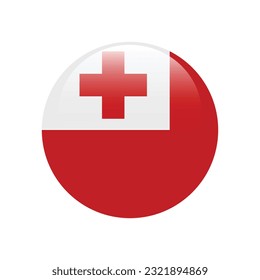 The flag of Tonga. Flag icon. Standard color. The round flag. 3d illustration. Computer illustration. Digital illustration. Vector illustration.