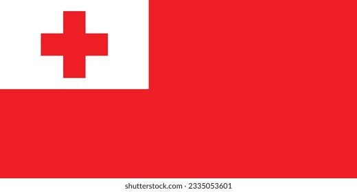 La bandera de Tonga. Icono de marca. Color estándar. Tamaño estándar. Bandera rectangular. Ilustración del equipo. Ilustración digital. Ilustración vectorial.