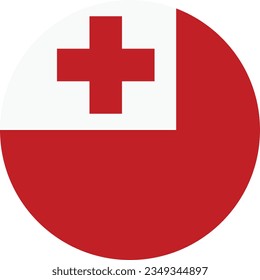 The flag of Tonga. Flag icon. Standard color. Circle icon flag. Computer illustration. Digital illustration. Vector illustration.