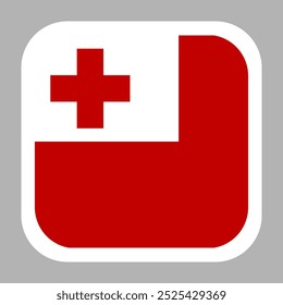 The flag of Tonga. Flag icon. Standard color. flat vector square with rounded corners. Computer illustration. Digital illustration. Vector illustration