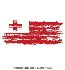 Flag of Tonga the illustration vector on a white background, brush stroke Design Elements