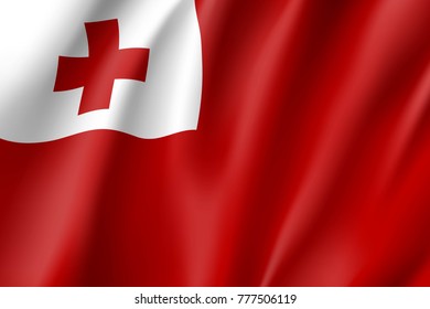 Flag Tonga islands national flag. Patriotic symbol in official country colors. Illustration of Oceania state flag. Vector realistic icon