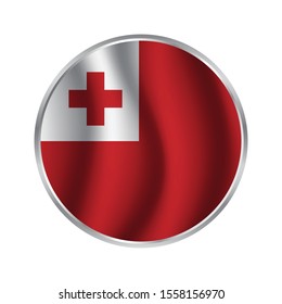 Flag of tonga, Flag Isolated Vector Icon.Tonga round flag . closy flag of Tonga - vector button.