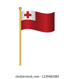 Flag of Tonga ,Tonga flag official colors and proportion correctly,Tonga flag waving isolated Vector illustration eps10.
