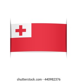 Flag of Tonga, officially the Kingdom of Tonga. Vector illustration of a stylized flag. The slit in the paper with shadows. Element for infographics.