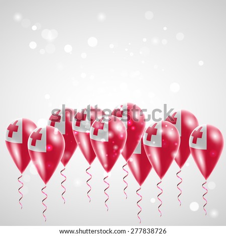Flag of Tonga on balloon. Celebration and gifts. Balloons on the feast of the national day. 