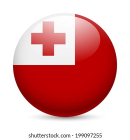 Flag of Tonga as round glossy icon. Button with Tongan flag