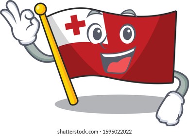 Flag tonga Scroll mascot design making an Okay gesture