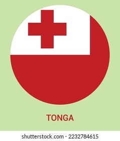 Flag Of Tonga, Tonga flag vector illustration, Tonga flag in a circle.