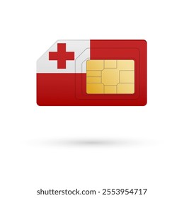 Flag of Tonga. Vector illustration of SIM Card with flag on white background