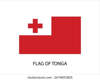 FLAG OF TONGA VECTOR, ILLUSTRATION WHITE BACKGROUND TYPOGRAPHY