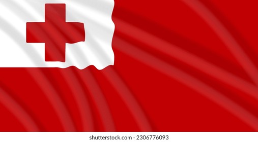 The flag of Tonga is wavy in various styles in series form  