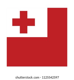 Flag of Tonga,Tonga flag Vector Square Icon - Illustration, Flag of Tonga. Abstract concept, icon, square, button. Raster illustration on white background.