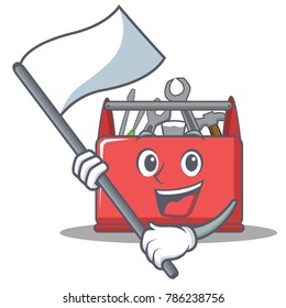 With flag tool box character cartoon