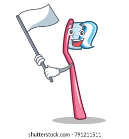 With flag toothbrush mascot cartoon style
