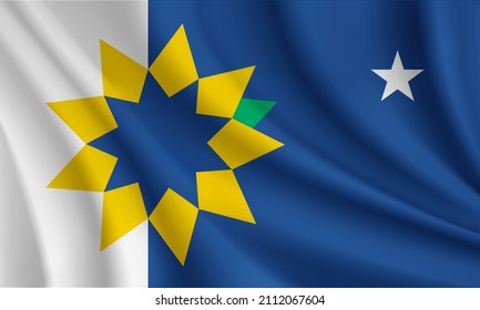 Flag of Topeka, Kansas, USA. Realistic waving flag of Topeka vector background.