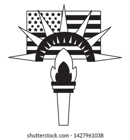 flag and torch american happy independence day vector illustration