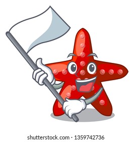 With flag toy red starfish cartoon above table