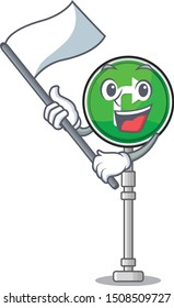 With flag toys turn character right on chair