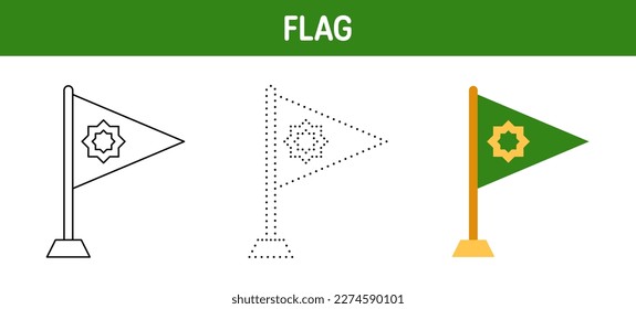 Flag tracing and coloring worksheet for kids