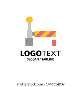 Flag, Train, Station Business Logo Template. Flat Color