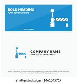 Flag, Train, Station SOlid Icon Website Banner and Business Logo Template. Vector Icon Template background