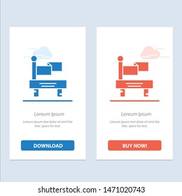 Flag, Train, Transportation  Blue and Red Download and Buy Now web Widget Card Template. Vector Icon Template background