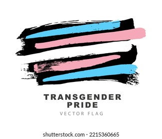 Flag of transgender pride. Colored brush strokes drawn by hand. A colorful logo of one of the LGBT flags. Sexual identification. Vector illustration on a white background.