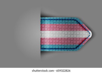 Flag of Transgender Pride in the form of a glossy textured label or bookmark. Vector illustration.
