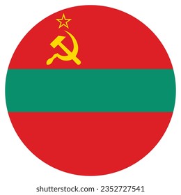 The flag of Transnistria. Button flag icon. Standard color. Circle icon flag. Computer illustration. Digital illustration. Vector illustration.