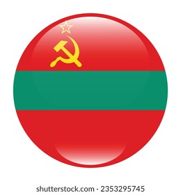 Die Flagge von Transnistrien. Button-Flag-Symbol. Standardfarbe. Circle Icon Flag. 3D-Abbildung. Computergrafik. Digitale Illustration. Vektorgrafik.