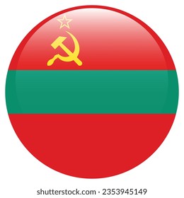 The flag of Transnistria. Button flag icon. Standard color. Circle icon flag. 3d illustration. Computer illustration. Digital illustration. Vector illustration.