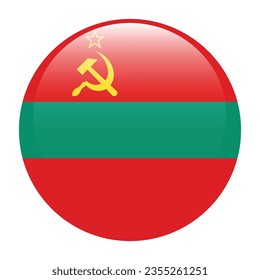 The flag of Transnistria. Button flag icon. Standard color. Circle icon flag. 3d illustration. Computer illustration. Digital illustration. Vector illustration.