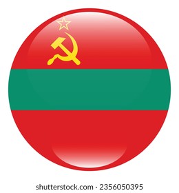 The flag of Transnistria. Button flag icon. Standard color. Circle icon flag. 3d illustration. Computer illustration. Digital illustration. Vector illustration.