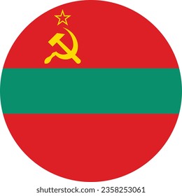 La bandera de Transnistria. Icono de indicador de botón. Color estándar. Indicador de icono de círculo. Ilustración del equipo. Ilustración digital. Ilustración vectorial.