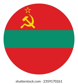 The flag of Transnistria. Button flag icon. Standard color. Circle icon flag. Computer illustration. Digital illustration. Vector illustration.