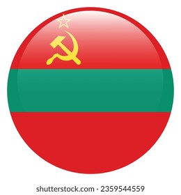 The flag of Transnistria. Button flag icon. Standard color. Circle icon flag. 3d illustration. Computer illustration. Digital illustration. Vector illustration.
