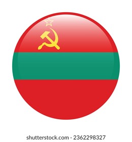 Die Flagge von Transnistrien. Button-Flag-Symbol. Standardfarbe. Circle Icon Flag. 3D-Abbildung. Computergrafik. Digitale Illustration. Vektorgrafik.