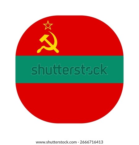Flag of Transnistria icon. Transnistria rounded square flag icon digital vector illustration design. White background.