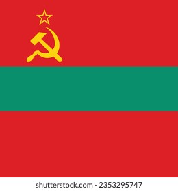 The flag of Transnistria. Flag icon. Standard color. A square flag. Computer illustration. Digital illustration. Vector illustration.