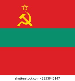 The flag of Transnistria. Flag icon. Standard color. A square flag. Computer illustration. Digital illustration. Vector illustration.