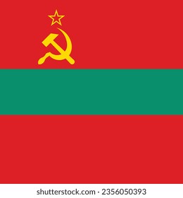 The flag of Transnistria. Flag icon. Standard color. A square flag. Computer illustration. Digital illustration. Vector illustration.