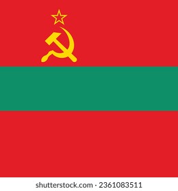 The flag of Transnistria. Flag icon. Standard color. A square flag. Computer illustration. Digital illustration. Vector illustration.