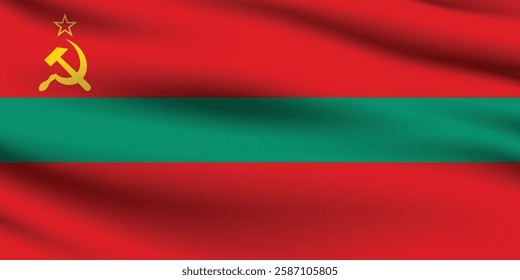 Flag of Transnistria. Transnistria flag official colors and proportion digital vector illustration. Waving flag.