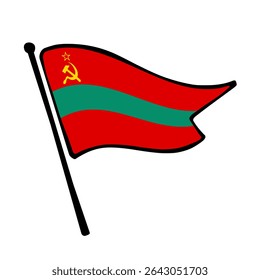 Bandeira da Transnístria. Design de ícone de ilustração de vetor da bandeira da Transnístria no estilo desenhado à mão. Bandeira de mastro flutuante.